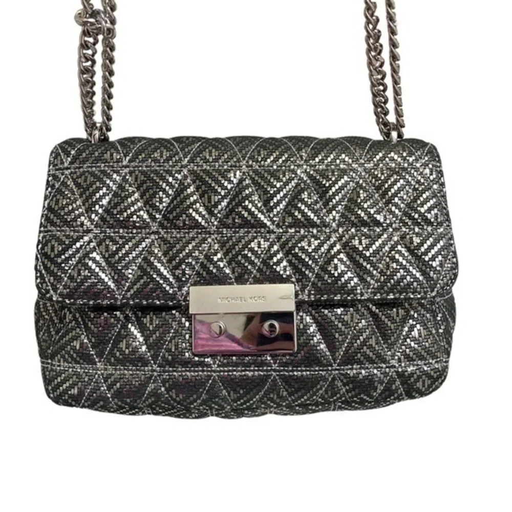 Michael kors silver Sloan large chain shoulder bag